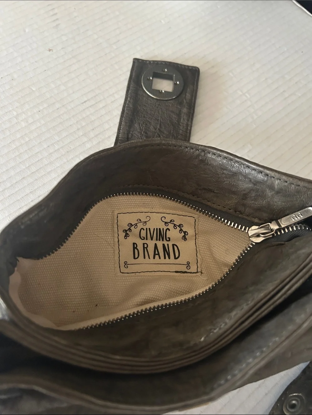 Giving Brand Metallic Brown Crossbody Bag with Gold-Tone Turn Lock